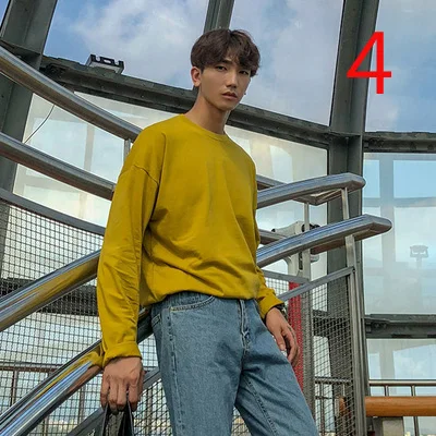 

Men's Long Sleeve T-Shirt Autumn Trend Men's Bottoming Shirt Cotton Solid Color Autumn Clothes