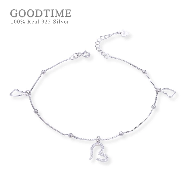 

Fashion Women 100% 925 Sterling Silver Heart Anklet Jewelry Foot Accessories Gift For Bridal Wedding Party