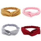 Перекрестная эластичная повязка на голову, однотонная трикотажная ткань, женские повязки для волос, тюрбан для девушек, Спортивная бандана, аксессуары для мытья лица