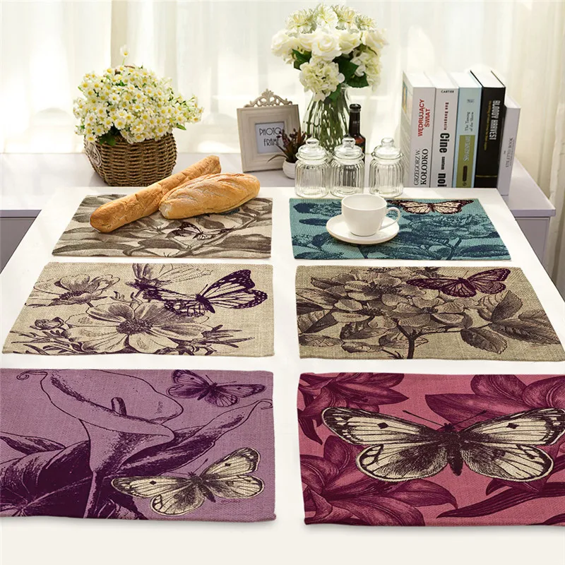 Винтажный автомобильный коврик для стола модный кухонный с бабочками и цветами