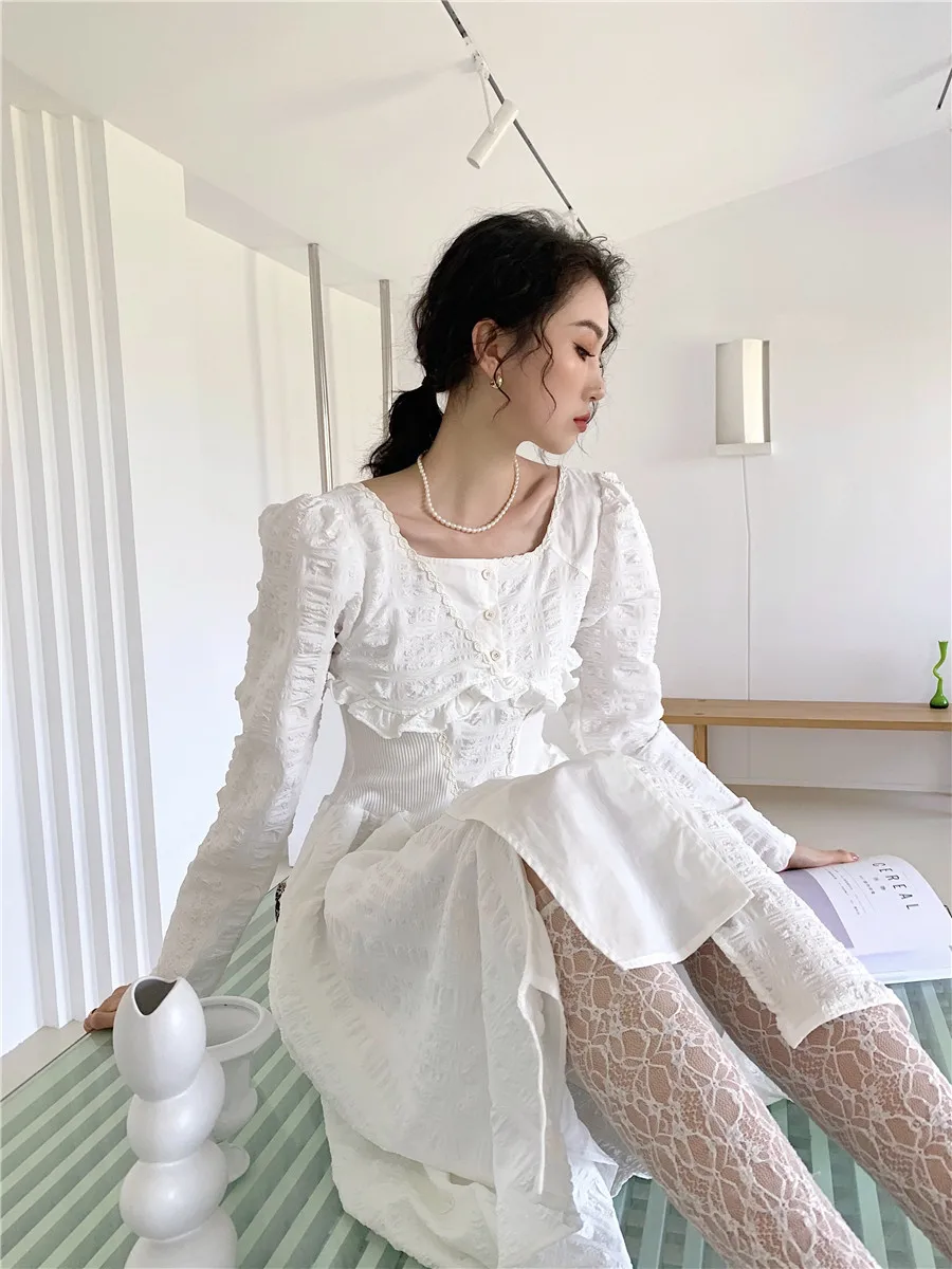 

Patchwork long sleeve solid dress