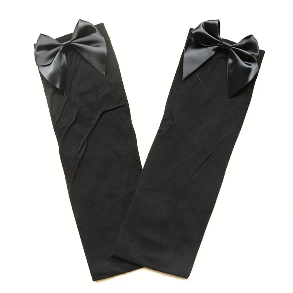 Женские облегающие высокие чулки с атласным бантом Гольфы лентами нарядное