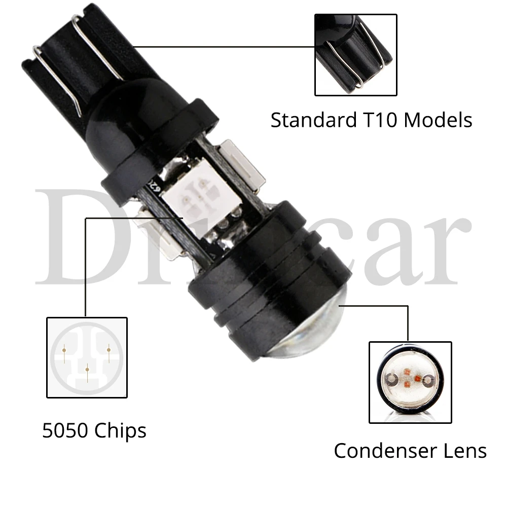 168 192 T10 W5W Автомобильная светодиодная лампа 4SMD 5050 3 Вт Сигнал поворота
