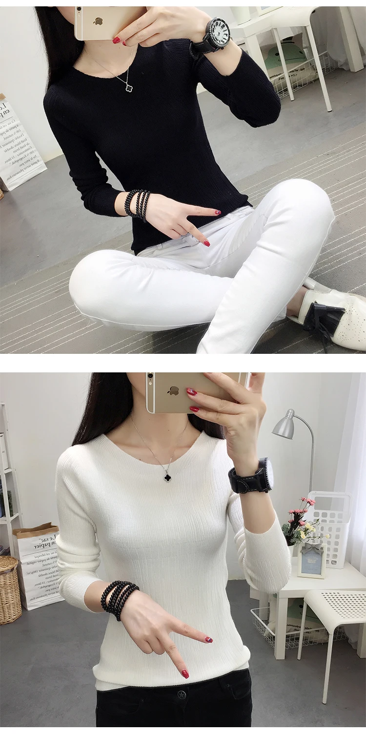 OHCLOTHINGnew style2019, короткий рукав, хлопок, круглый вырез, свитер, Женский рукав, голова, рукав, рубашка, пять, Одноцветный, плотный свитер, тонкий, ремонт