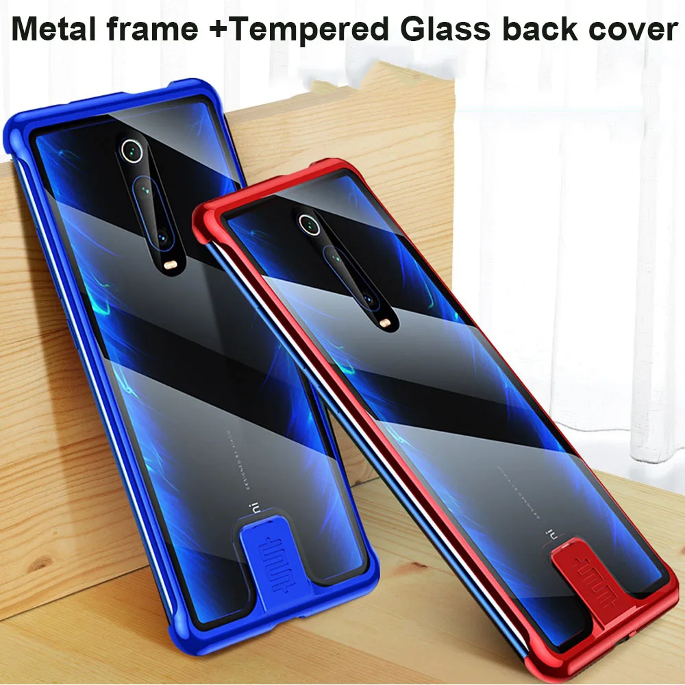 Чехол для Xiaomi Mi 9T pro прозрачный чехол из закаленного стекла алюминиевый бампер