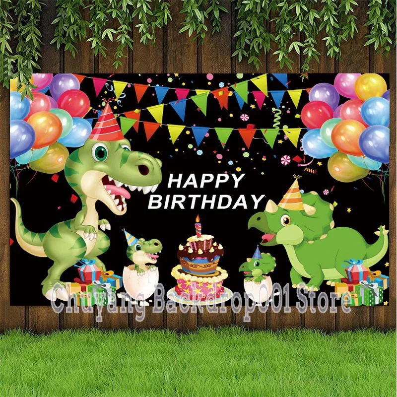 Enlarge Dinosaur Photography Backdrop Baby Shower Kids Happy Birthday Party Custom Photo Background Photocall Prop Decor Banner