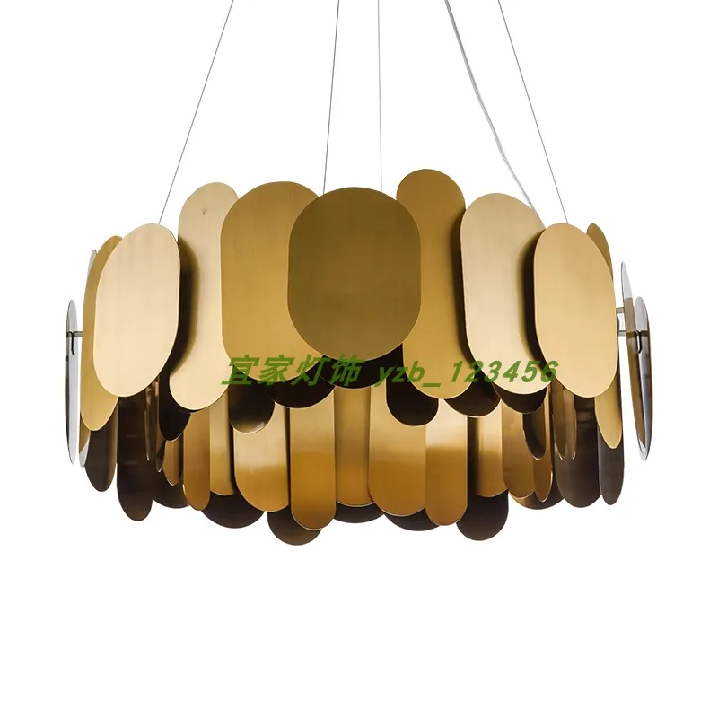 

Simple light luxury stainless steel LED chandelier model room villa bedroom living room dining room chandelier