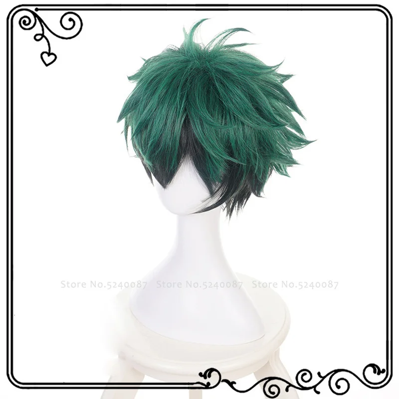 Japanese Anime Midoriya Izuku Deku Wig Role Play Green Hair My Boku No Hero Academia Cosplay Costume Party Comic Exhibition Prop images - 6