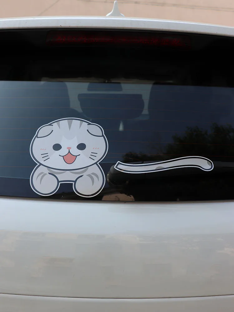 

ZTTZDY Lovely Smiling Cat Cat Car Rear Window Sticker Decor YJ3-0079