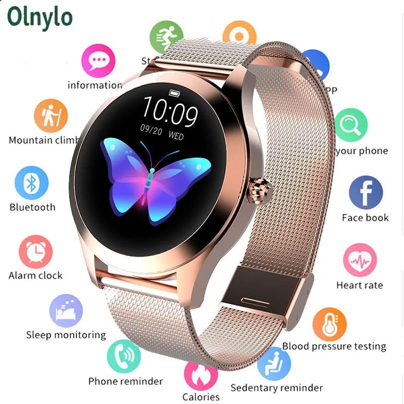 KW10 Модные Смарт часы для женщин Прекрасный браслет монитор сердечного ритма