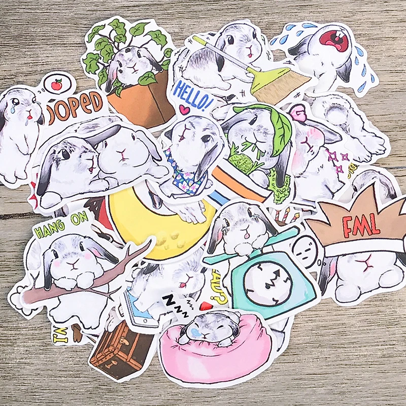 Pegatinas bonitas de conejo para manualidades y &aacute;lbum de recortes, libro de pegatinas, etiqueta de estudiante, pegatinas decorativas de juguete para ni&ntilde;os, 35 Uds.-2