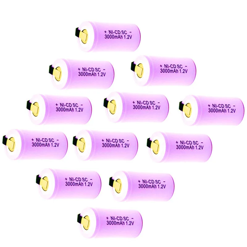 Бесплатная доставка 10 шт./лот SC аккумулятор NI CD 1 2 в 3000 мАч аккумуляторные батареи