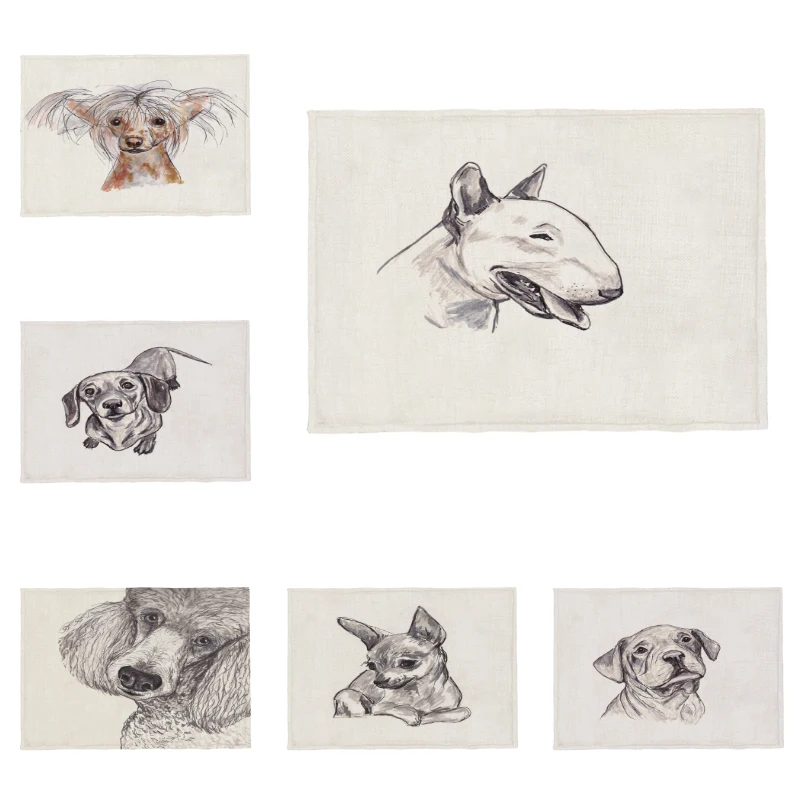 Дешёвая моющаяся полиэстер и лен настраиваемые ПЭТ подставки Салфетка под