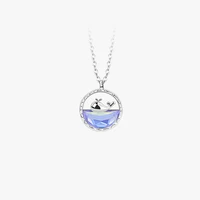 s925 sterling silver whale necklace light luxury simple magic glaze stone pendant clavicle chain elegant feminine accessories