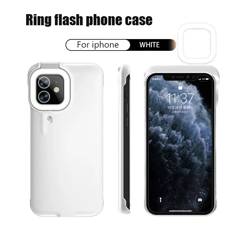 for iphone series huawei p40 mate smart fill light case for12 11 fill light ring light flash case stable shell for iphone xr free global shipping