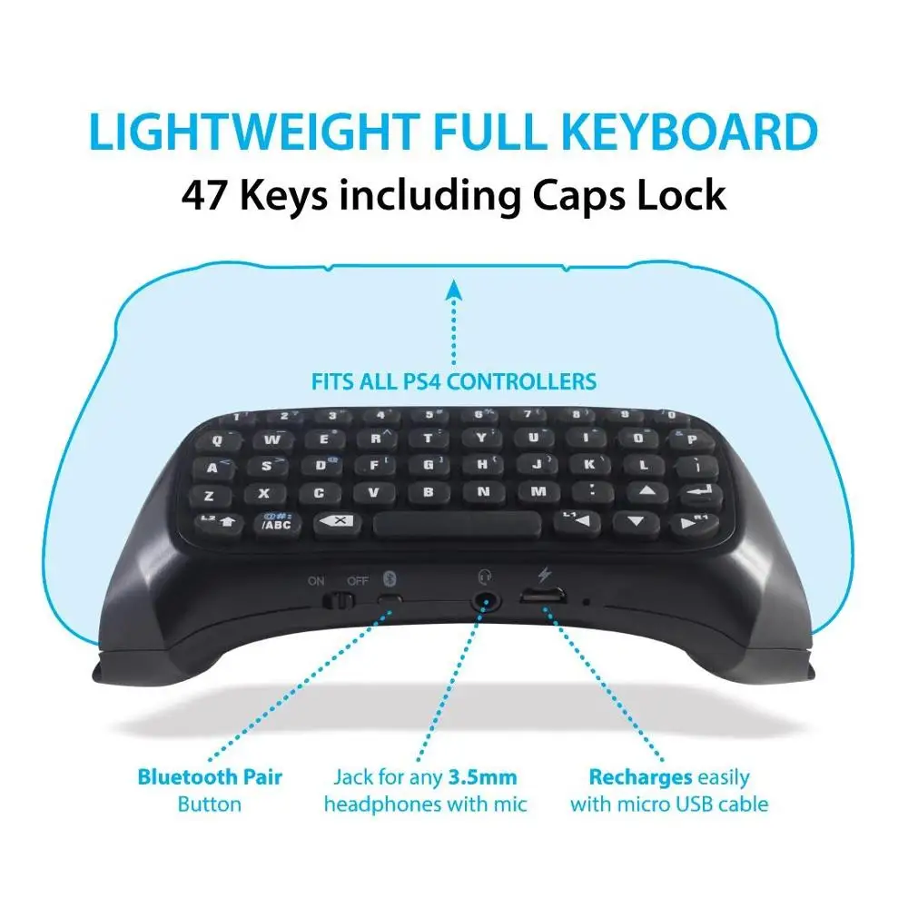 

Mini Wireless Keyboard 3.5mm Plug Game Chat pad Message Keyboard for Sony for Playstation 4 for PS4 Controller Bluetooth 3.0