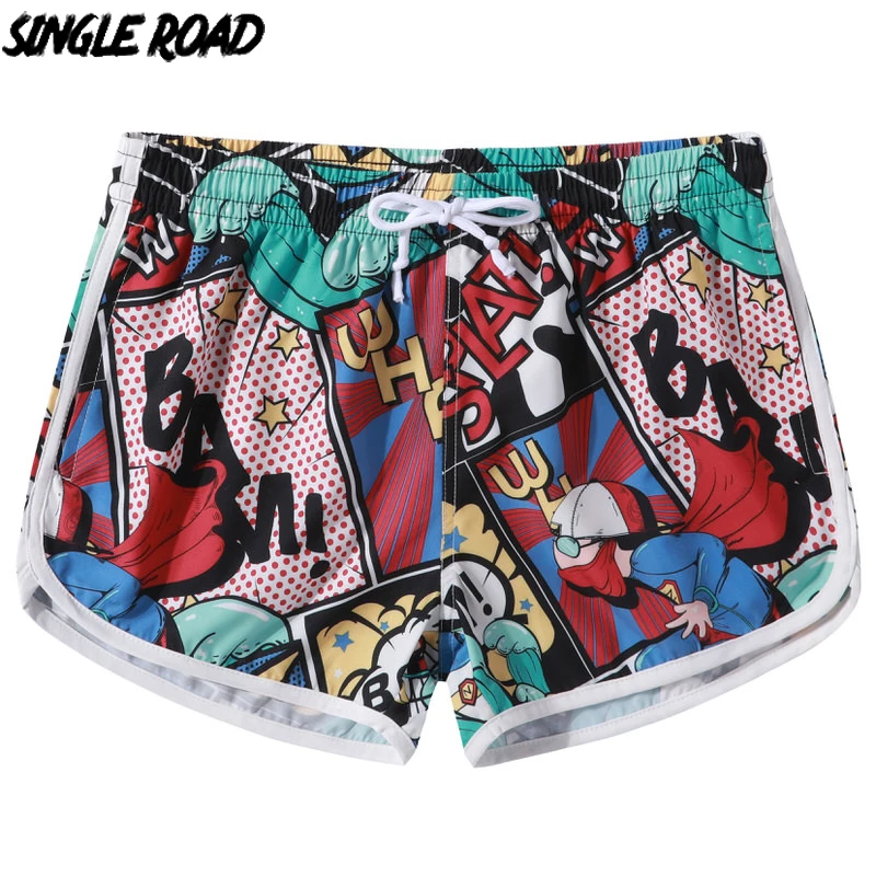Однодорожные пляжные шорты для женщин 2021 летние с принтом пар мужские купальники