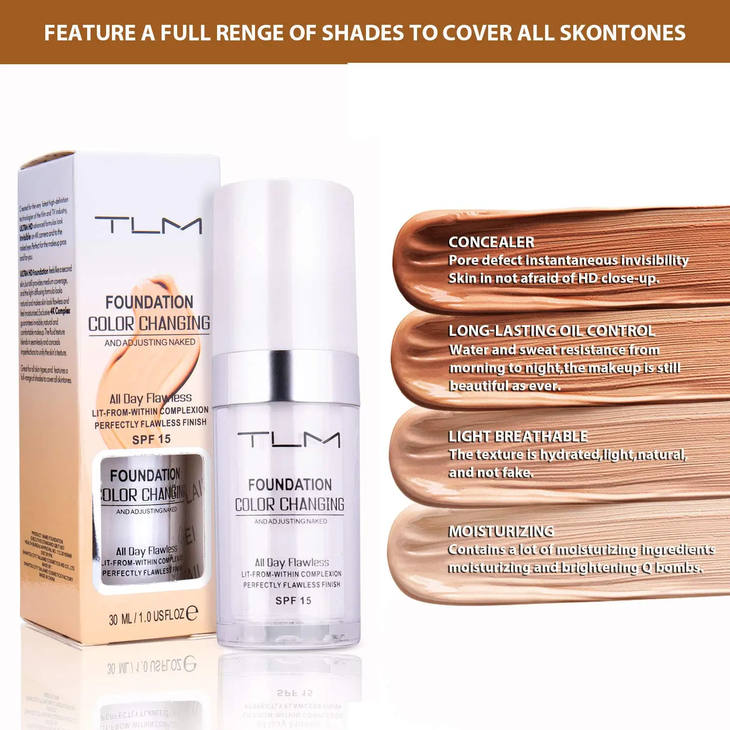 TLM меняющая цвет невесомая основа 30 мл консилер покрытие крем-основа для макияжа