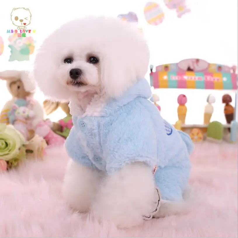 Зимние флисовые комбинезоны для собак мультяшная свинья кролик одежда Тедди