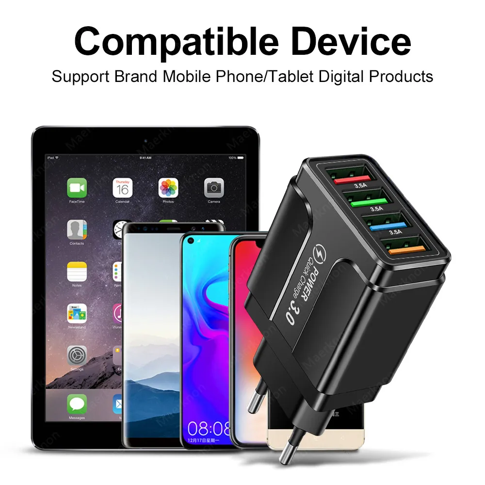 5 1a usb fast charger quick charge 4 0 3 0 universal wall 4 ports fast charging for iphone 12 x samsung mobile phone chargers free global shipping