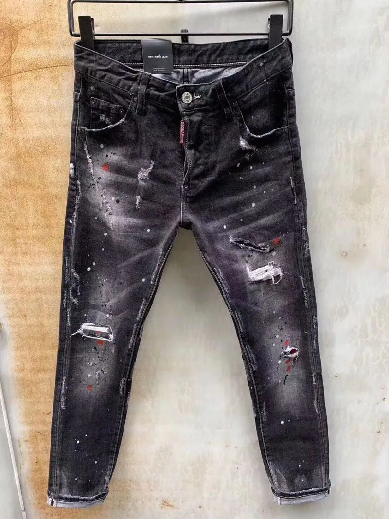 

Мужские/женские рваные джинсы WO, зауженные джинсы в байкерском стиле D2, модель DSQ2 2021-1, 959