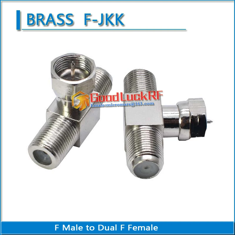 

1X Pcs F 3 Way Splitter Adapter Socket F Male To 2 Dual F Female T-Type plug Nickel Plated RF Video Coaxial Connector TV Box
