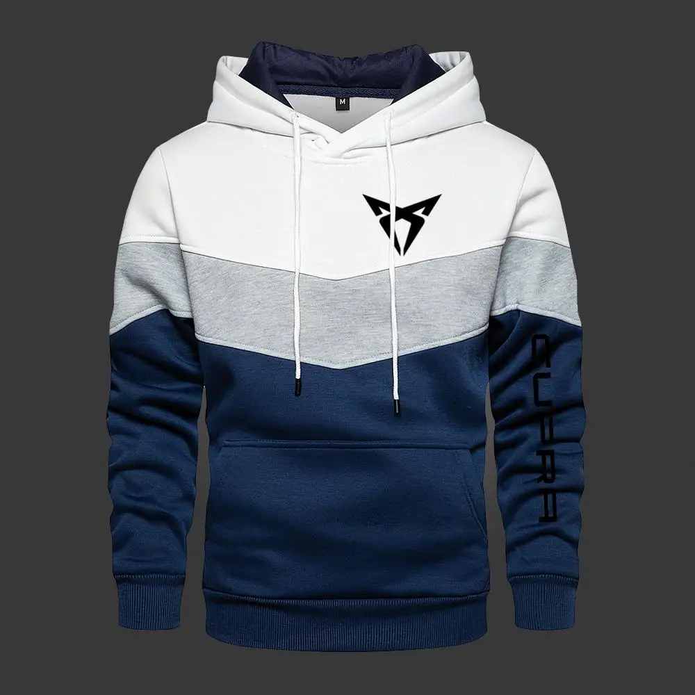 

Men's Hooded Cupra Color Fashion Sweatshirt Long Sleeve Autumn Spring Ccasual Hoodies Sports Patchwork Sweatshirts