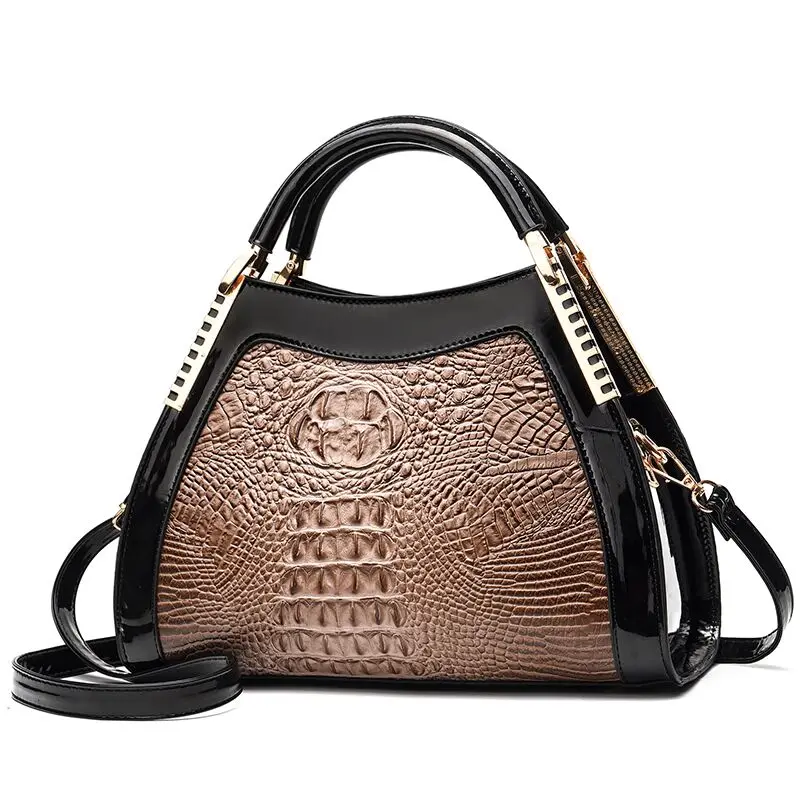 Khaki Two Gykaeo New Luxury Handbags Women Bags Designer Fashion Crocodile Pattern Shoulder Bag Ladies Party Messenger Bags Bolsa Feminina - Color: Khaki Two