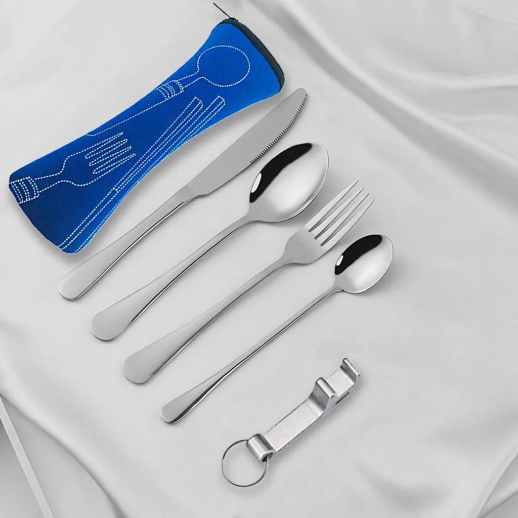 5 Pieces Camping Tableware Stainless Steel Holiday And Travel Outdoor Hiking Survival | Спорт и развлечения