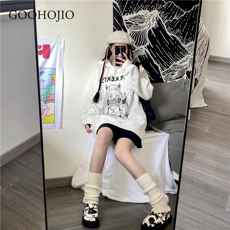 

GOOHOJIO 2021 New Autumn Winter Hoodies Women Chic Fashionable Plus Cashmere Women Sweatshirts Loose Oversized Sweatshirt Women