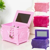 fashion desktop cosmetics storage box with makeup mirror finishing box double layer skin care product storage box