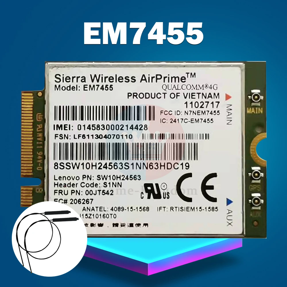 Lenovo EM7455 Sierra Airprime Wireless X260 T460 P50 P70 L560 FDD / TDD LTE 4G модуль WWAN Gobi6000 QUALCOMMCard FRU:00JT542 |
