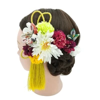 japanese style hair comb floral tassel elegant hair accessories wedding ceremony exquisite handmade kimono headdress