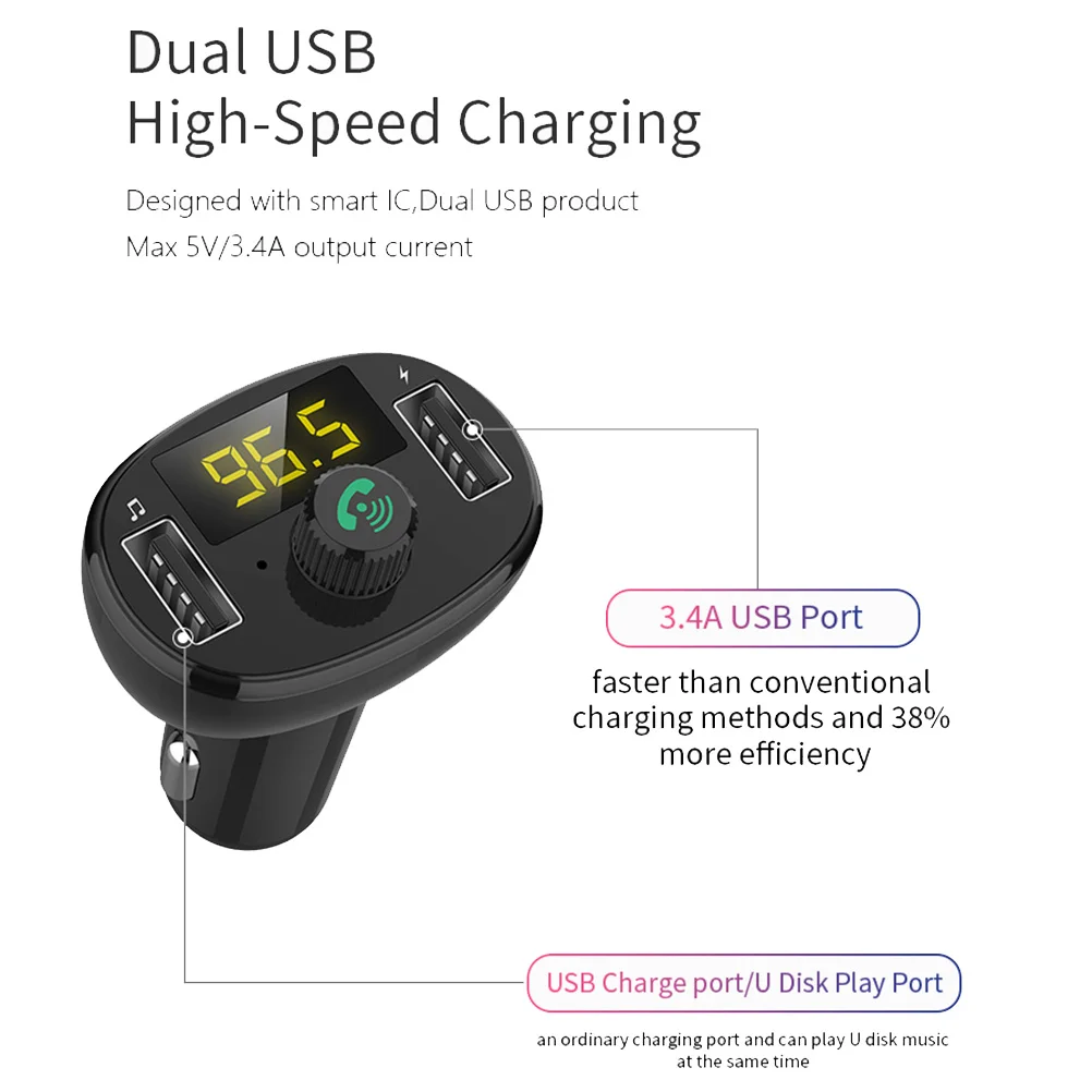 Multipurpose USB Charger Wireless Music Player FM Transmitter Car Cigarette Lighter Black | Автомобили и мотоциклы