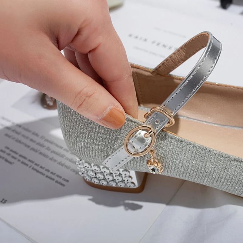 TAOFFEN Women Pumps Fashion Crystals Metal Buckle Shoes Girl New Design Heels Stylish Dance Party Footwear Size 28-40 | Обувь