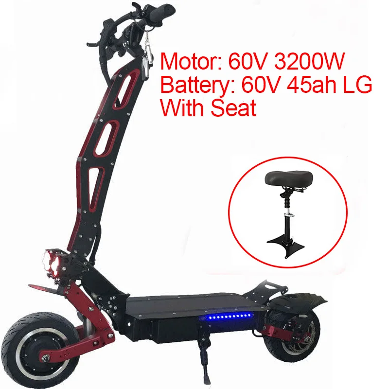 60V LG 45AH seat 3200 Вт 60 в электрический скутер 11 дюймов скейтборд 95KMH Longboard для взрослых E скутер электрический складной Ховерборд Patinete Eletrico велосипед - Цвет: 60V LG 45AH seat