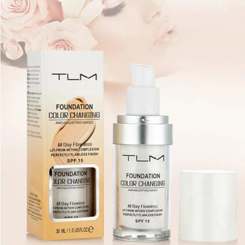 TLM 30 мл теплая тональная Жидкая Основа осветляет кожу цвет SPF 15 портативный