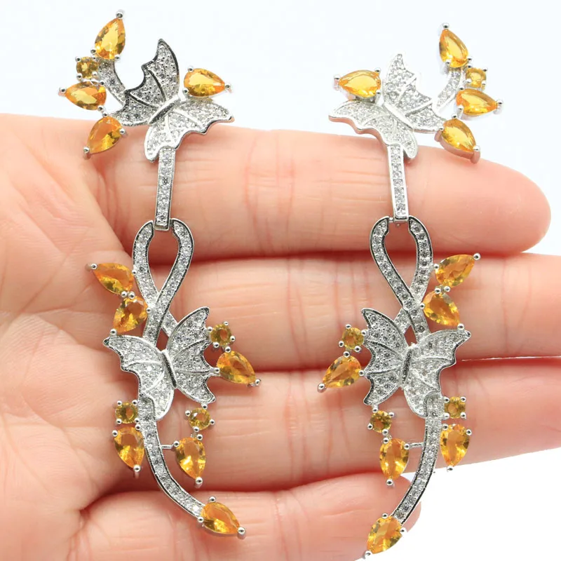 75x25mm Юбилей Длинные Большой создала Лондон Голубой топаз Золотой Цитрин для