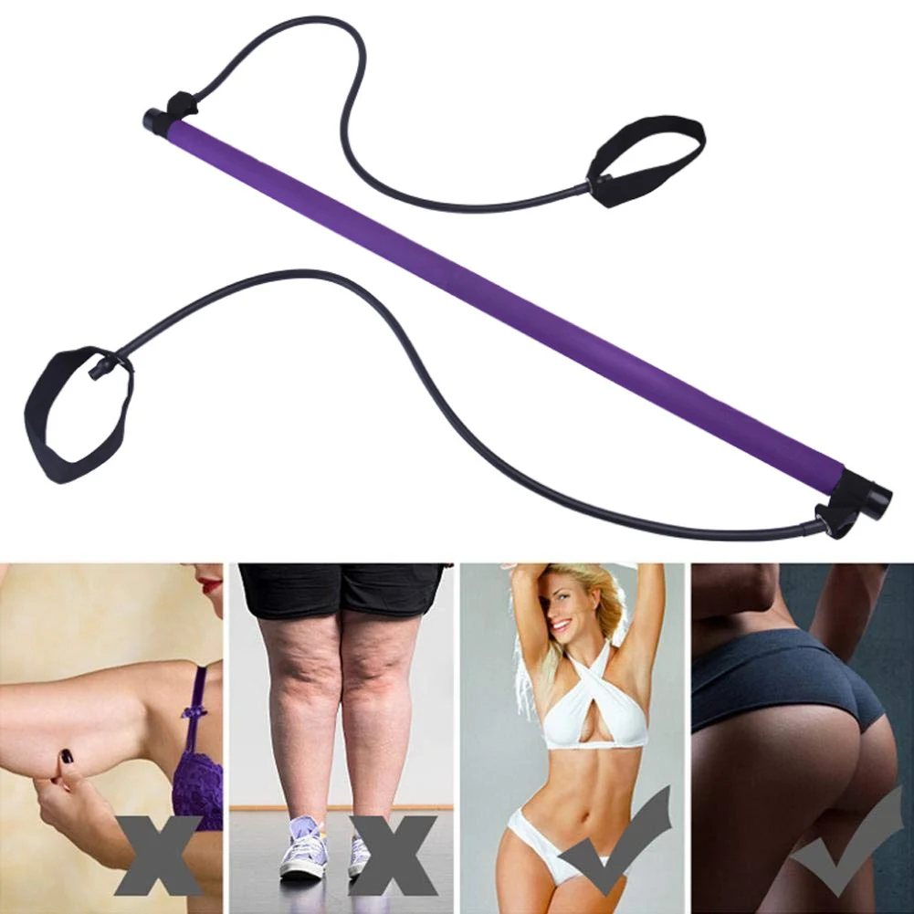 

Newly Portable Pilates Bar with Resistance Band Home Gym Yoga Exercise Bar with Foot Loop