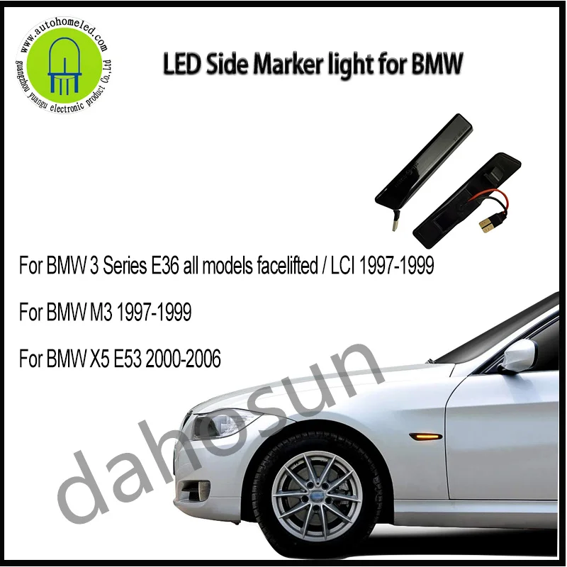 

2x LED Sequential Blinker Indicator Lamp side marker light sidelight for BMW 3 E36 facelifted / LCI 1997-99 X5 E53 2000-06