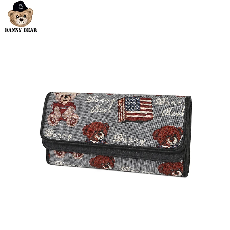 Danny Bear кошелек с клипсой для денег тканевый держатель ключей модный принт