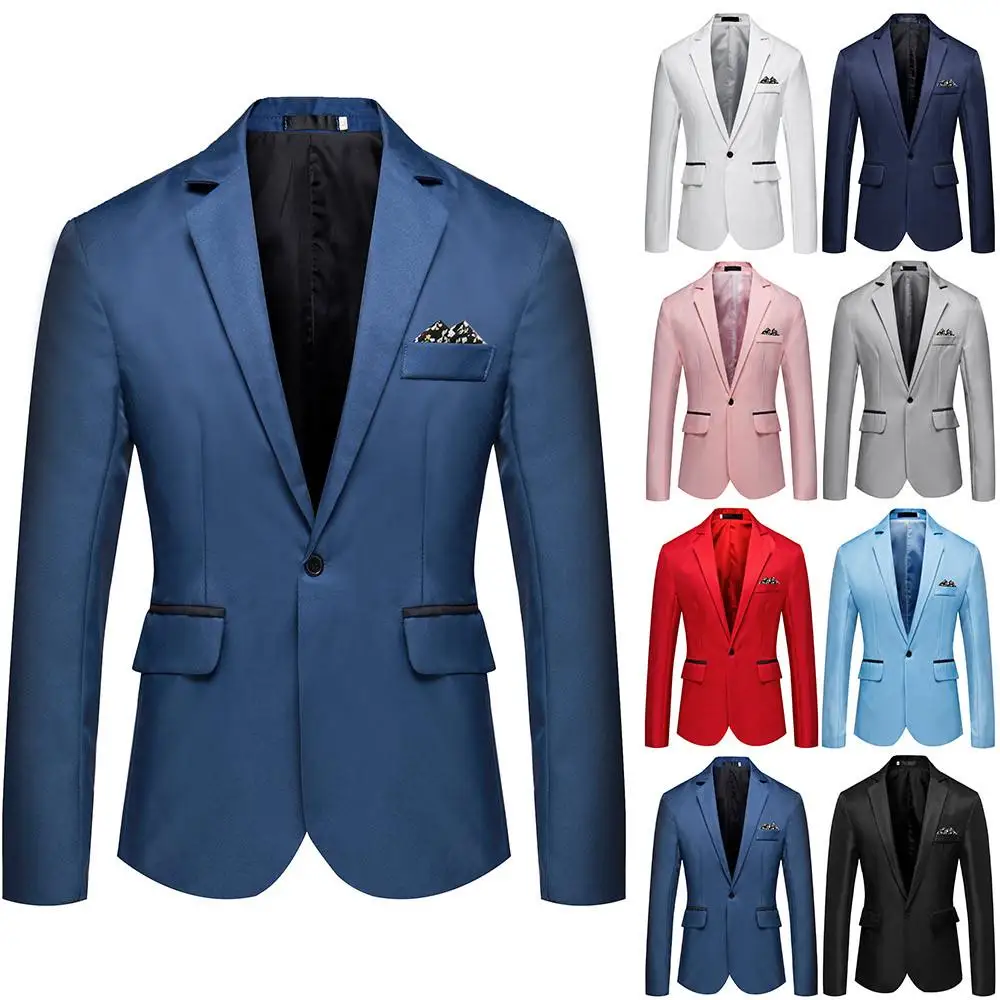 

Mens Cotton Blend Long Sleeve Solid Suit Blazer Business Casual Office Jacket Evening Wedding Party
