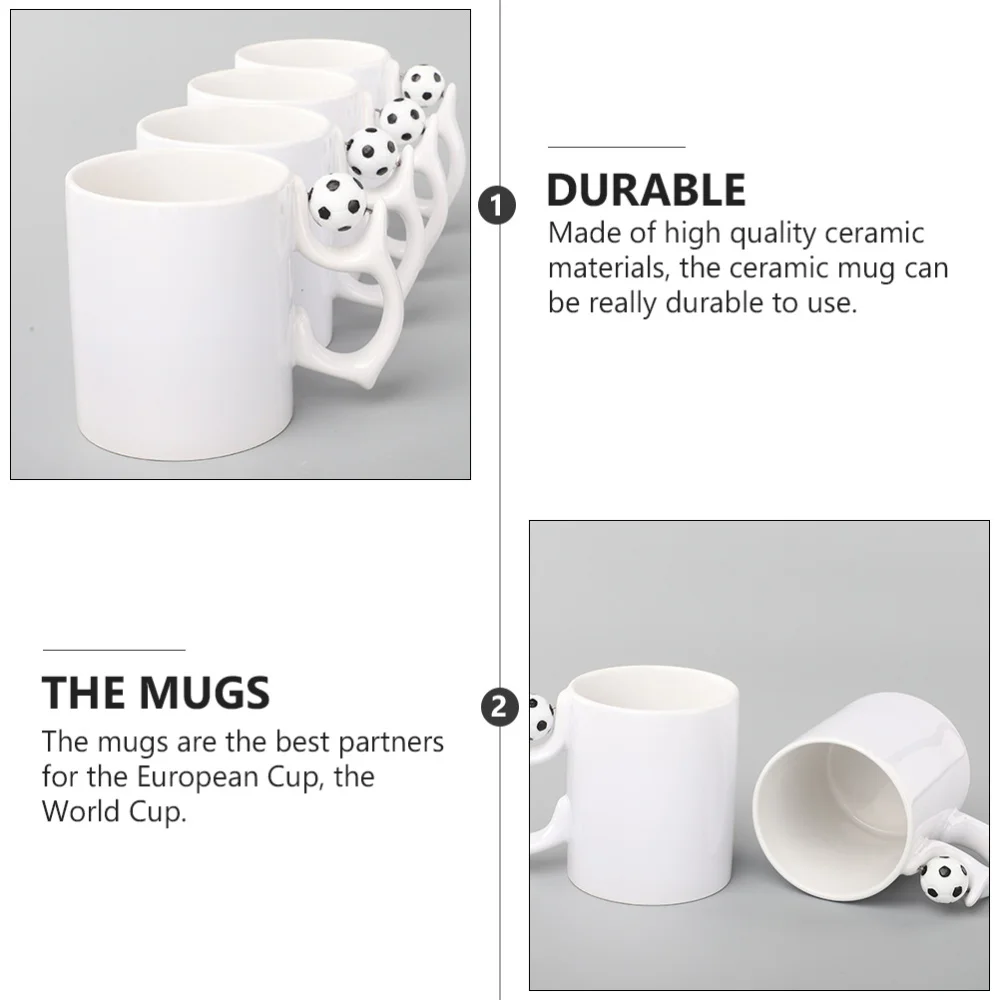 

2pcs Soccer Mugs Creative Coffee Cups Beverage Containers White Mugs