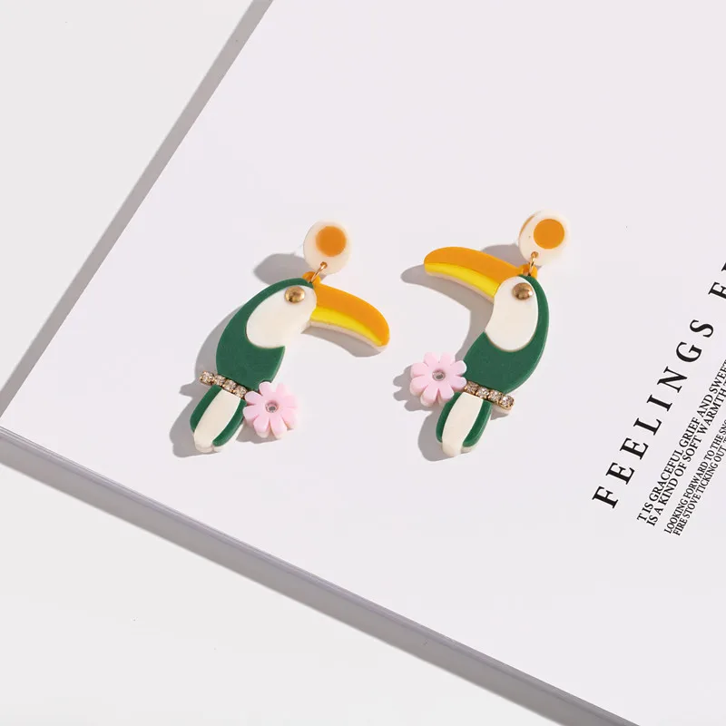 Цветные акриловые шпильки с уксусной кислотой в форме птицы геометрические минималистичные корейские