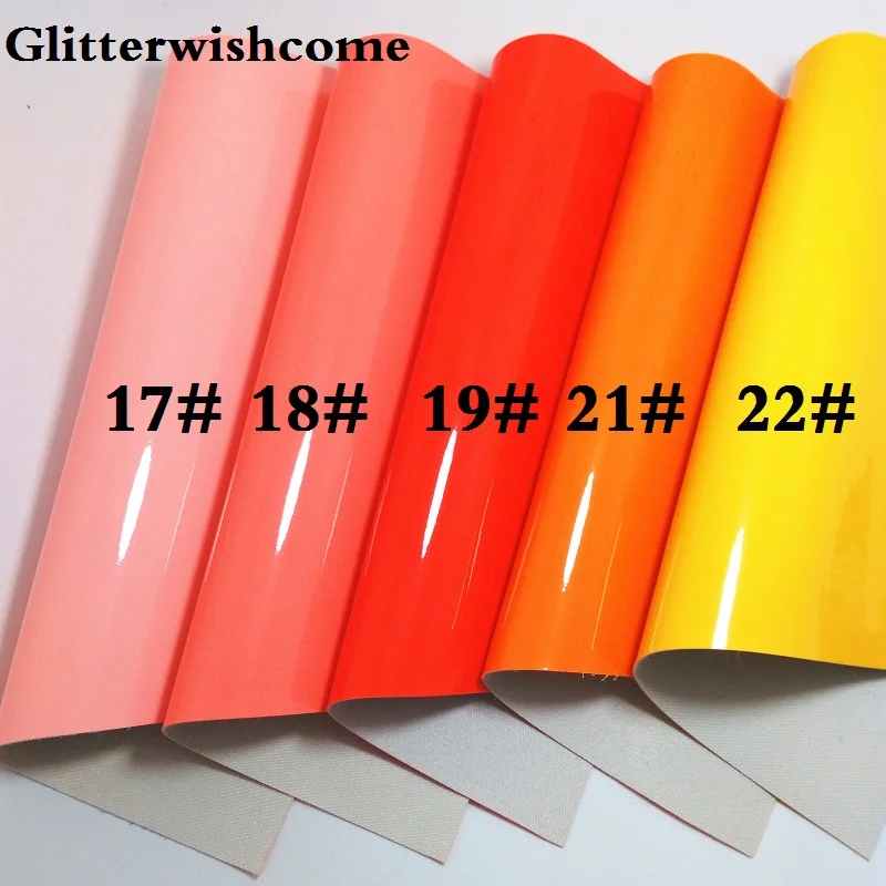Glitterwishcome 30X134 см мини рулон синтетическая кожа, Флуо лакированная гладкая кожа, искусственная из искусственной кожи Ткань Винил для бантов, GM024