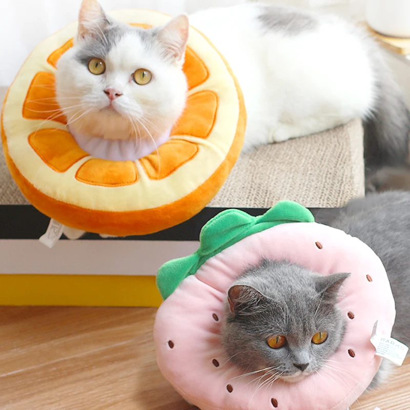 

Adjustable Cat Recovery Collar Soft Plush Elizabethan Collar with Movable Buckle Protective Cone After Surgery for Dogs KI