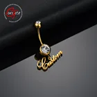 Goxijite на заказ 1 шт. имя сексуальные пирсинг-серьги для пупка пуговицы Кольца Бар для женщин персонализированное имя Висячие циркония ювелирные изделия для тела