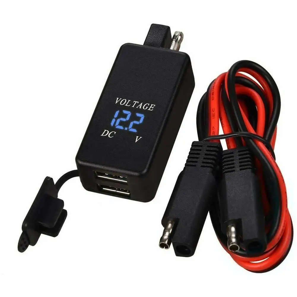 

12V Motorcycle SAE To USB Dual Port Charger Cable Adapter Inline Fuse Waterproof