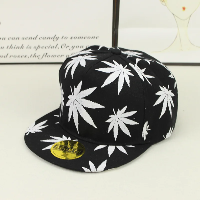 Новая мода вышивка лист белая кепка сорняки Snapback Головные уборы для мужчин и женщин хлопок хип-хоп облегающая Бейсболка подарок на день рождения