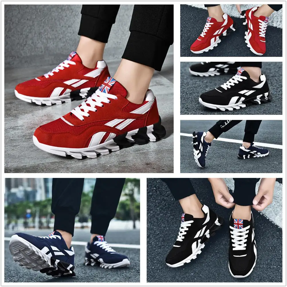 Мужские кроссовки с сетчатой поверхностью и шнуровкой для бега прогулочная